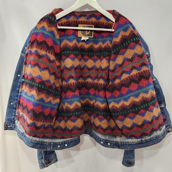 90s Vtg MOLSON CANADIAN ROCKS Denim Jacket Removable Tribal Pattern Lining sz XL - Picture 8 of 10